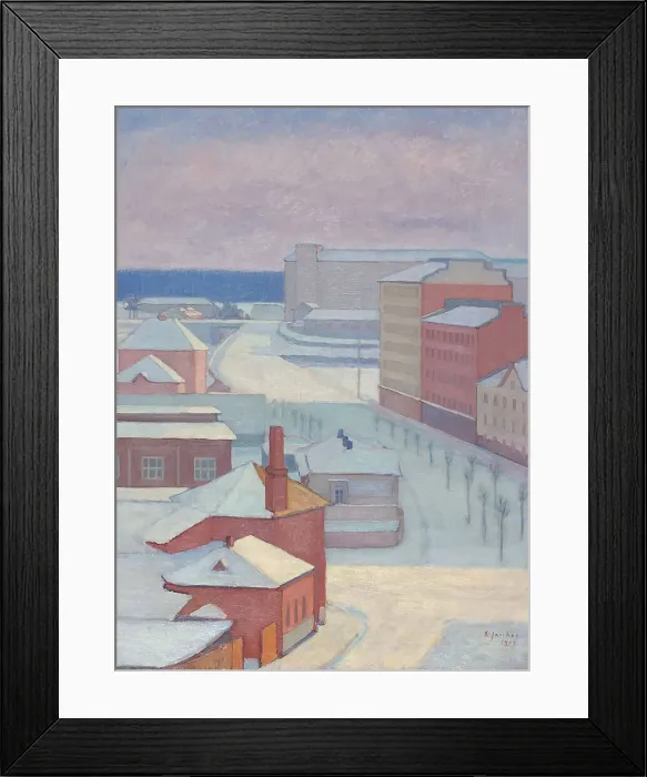 Framed Print : Winter cityscape, 1933. Creator: Emil Jankes Framed Print : Winter cityscape, 1933. Creator: Emil Jankes