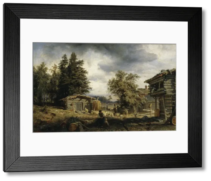 Framed Print : Cottage in Kuru, 1859. Creator: Werner Holmberg Framed Print : Cottage in Kuru, 1859. Creator: Werner Holmberg