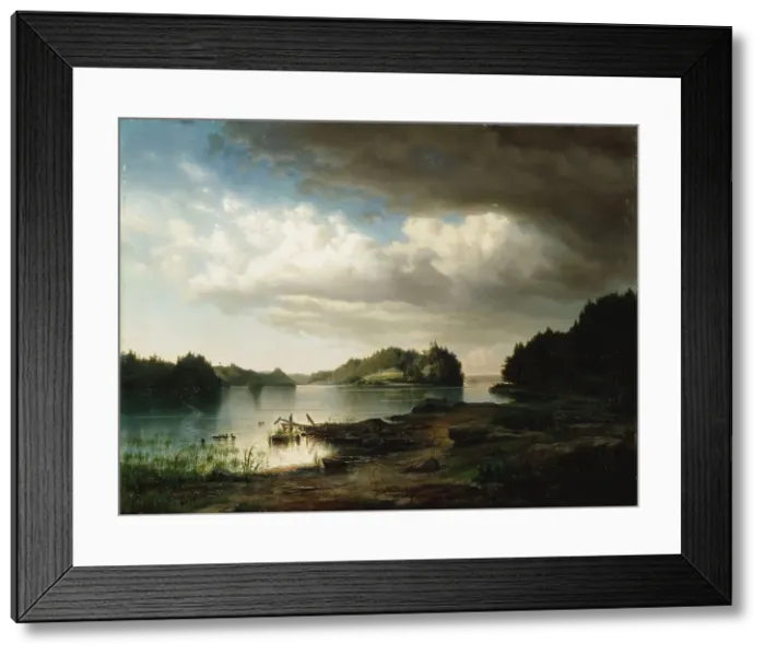 Framed Print : Finnish lake landscape, 1854. Creator: Werner Holmberg