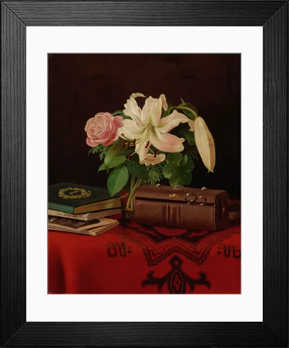 Framed Print : Still Life on a Lady's Worktable, 1868. Creator: Ferdinand von Wright Framed Print : Still Life on a Lady's Worktable, 1868. Creator: Ferdinand von Wright