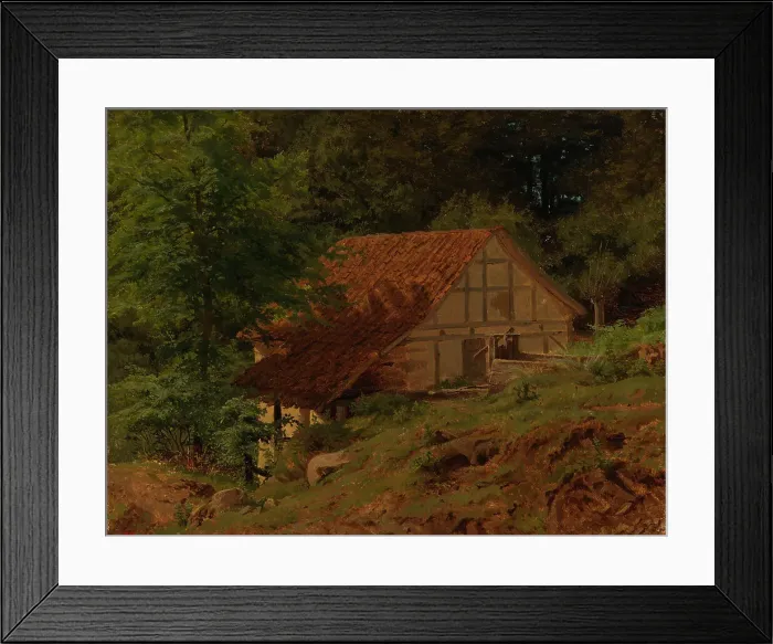 Framed Print : Buildings in the forest, exercise, 1856. Creator: Werner Holmberg