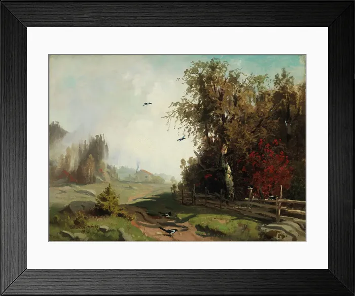 Framed Print : Autumn morning in Hakadal (Autumn morning in Ringerike), 1858. Creator: Werner Holmberg Framed Print : Autumn morning in Hakadal (Autumn morning in Ringerike), 1858. Creator: Werner Holmberg
