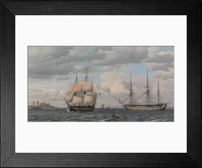 Framed Print : Russian sailing ships at the mouth of Helsingør harbor, 1826. Creator: CW Eckersberg Framed Print : Russian sailing ships at the mouth of Helsingør harbor, 1826. Creator: CW Eckersberg