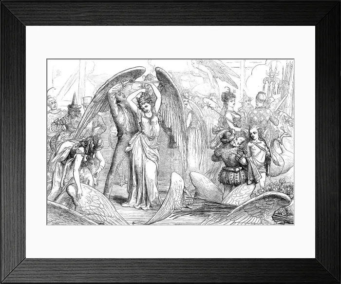 Framed Print : The Pantomimes: preparing for the transformation scene, 1871. Creator: Unknown Framed Print : The Pantomimes: preparing for the transformation scene, 1871. Creator: Unknown