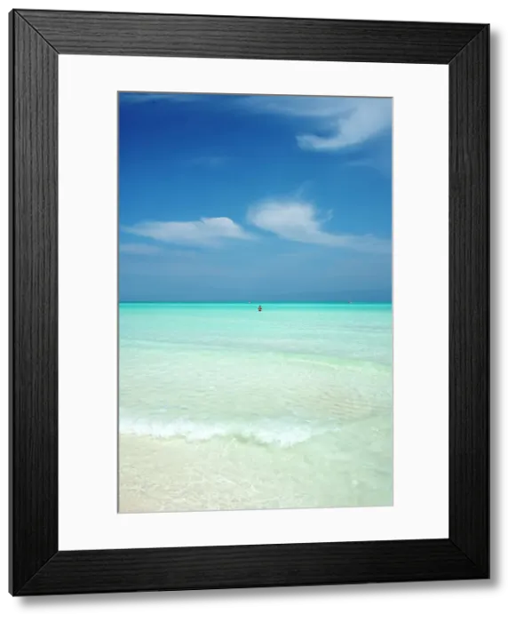 Framed Print : The (almost pristine) beach at Cayo Santa Maria, Cuba, Caribbean, 2024. Creator: Ethel Davies