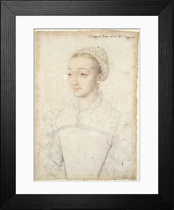 Framed Print : Portrait of Margaret of Valois (1523-1574), Duchess of Berry, 1550. Creator: Clouet, François (1510-1572) Framed Print : Portrait of Margaret of Valois (1523-1574), Duchess of Berry, 1550. Creator: Clouet, François (1510-1572)
