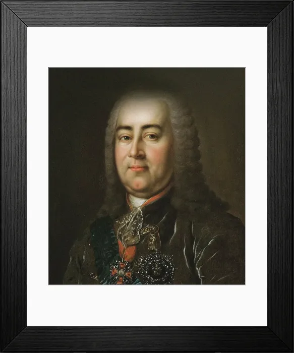 Framed Print : Portrait of General Count Alexander Ivanovich Rumyantsev (1680-1749), 18th century. Creator: Anonymous Framed Print : Portrait of General Count Alexander Ivanovich Rumyantsev (1680-1749), 18th century. Creator: Anonymous