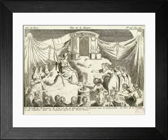 Framed Print : The first celebration of the Cult of Reason in Notre-Dame Cathedral on November 10, 1793... 1793. Creator: Anonymous Framed Print : The first celebration of the Cult of Reason in Notre-Dame Cathedral on November 10, 1793... 1793. Creator: Anonymous