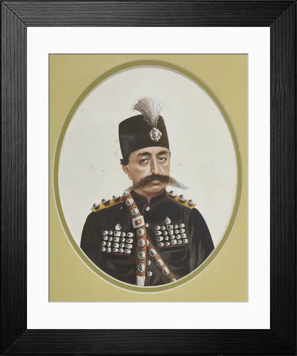 Framed Print : Mozaffar ad-Din Shah Qajar (1853-1907), Shahanshah of Persia, c 1900. Creator: Anonymous Framed Print : Mozaffar ad-Din Shah Qajar (1853-1907), Shahanshah of Persia, c 1900. Creator: Anonymous