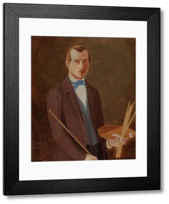 Framed Print : Self-portrait with palette in hand, 1849-1852. Creator: Ferdinand von Wright Framed Print : Self-portrait with palette in hand, 1849-1852. Creator: Ferdinand von Wright