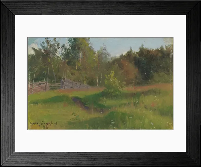 Framed Print : Meadow and Fence, 1882. Creator: Eero Jarnefelt Framed Print : Meadow and Fence, 1882. Creator: Eero Jarnefelt