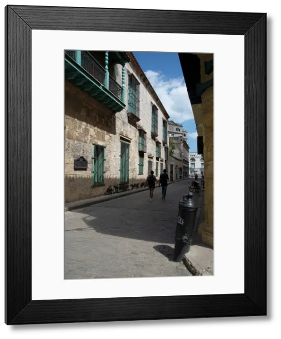 Framed Print : Street scene with couple in the distance, Havana, Cuba, 2024. Creator: Ethel Davies Framed Print : Street scene with couple in the distance, Havana, Cuba, 2024. Creator: Ethel Davies