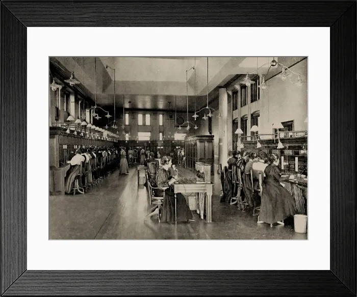 Framed Print : Women operators at the Bell Telephone Company exchange in Montreal, Canada, 1897-1899. Creator: Anonymous Framed Print : Women operators at the Bell Telephone Company exchange in Montreal, Canada, 1897-1899. Creator: Anonymous