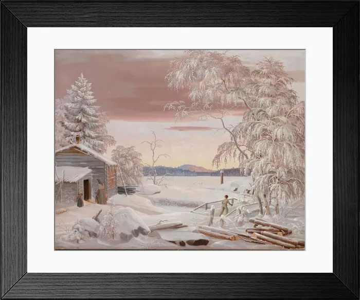 Framed Print : Winter Sunset in Savo Province, 1848. Creator: Ferdinand von Wright Framed Print : Winter Sunset in Savo Province, 1848. Creator: Ferdinand von Wright