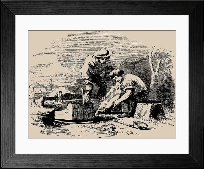 Framed Print : Gold Washing in Australia, 1853. Creator: Anonymous Framed Print : Gold Washing in Australia, 1853. Creator: Anonymous