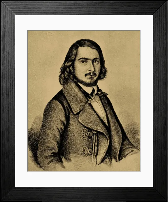 Framed Print : Portrait of Georg Herwegh (1817-1875), 1841. Creator: Anonymous Framed Print : Portrait of Georg Herwegh (1817-1875), 1841. Creator: Anonymous