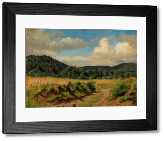 Framed Print : Cornfield at the edge of the forest, exercise, 1854. Creator: Werner Holmberg Framed Print : Cornfield at the edge of the forest, exercise, 1854. Creator: Werner Holmberg