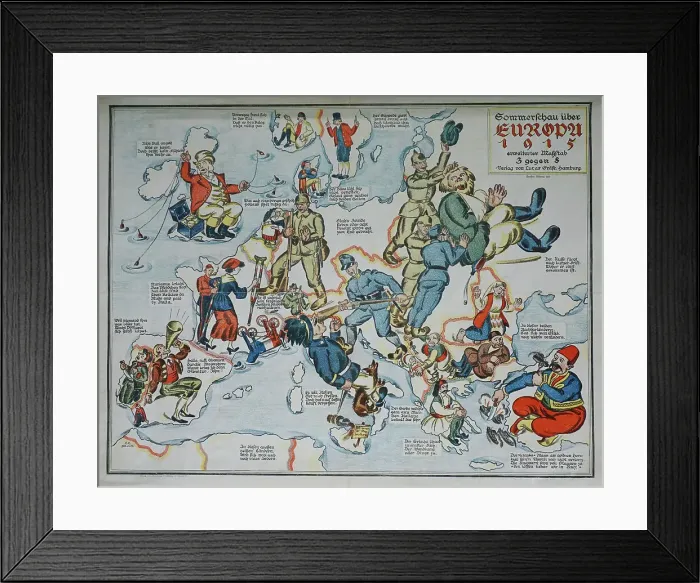 Framed Print : Summer Show over Europe 1915. European satirical map, 1915. Creator: Anonymous