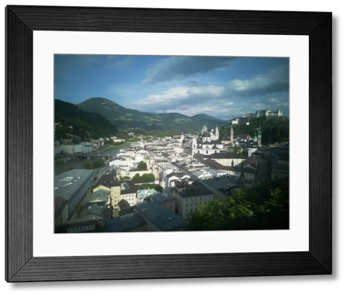 Framed Print : View over the city of Salzburg from the Monchberg, 2022. Creator: Ethel Davies