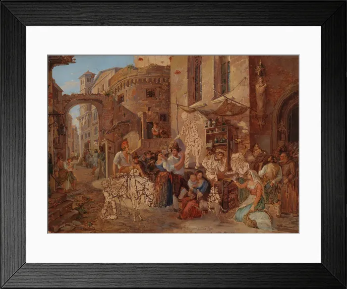 Framed Print : Street View in Rome, 1823. Creator: Alexander Lauréus Framed Print : Street View in Rome, 1823. Creator: Alexander Lauréus