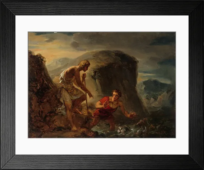 Framed Print : The story of Tobias, Tobias and the angel catching a fish, 1820-1823. Creator: Alexander Lauréus Framed Print : The story of Tobias, Tobias and the angel catching a fish, 1820-1823. Creator: Alexander Lauréus