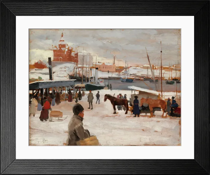 Framed Print : Winter Day at Helsinki Market Square, Study; Sketch for Winter Day at The Market Place... 1889. Creator: Albert Edelfelt Framed Print : Winter Day at Helsinki Market Square, Study; Sketch for Winter Day at The Market Place... 1889. Creator: Albert Edelfelt