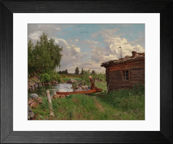 Framed Print : By a Stream, 1870-1879. Creator: Hjalmar Munsterhjelm Framed Print : By a Stream, 1870-1879. Creator: Hjalmar Munsterhjelm