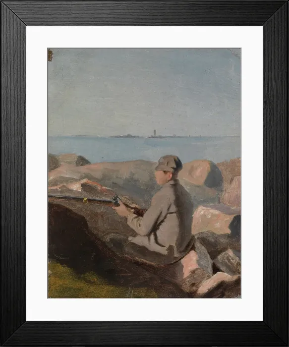 Framed Print : Birdwatcher on the beach, exercise, 1882. Creator: Aukusti Uotila Framed Print : Birdwatcher on the beach, exercise, 1882. Creator: Aukusti Uotila