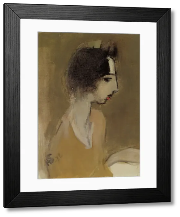 Framed Print : Profile of a Woman (from memory), 1932. Creator: Helene Schjerfbeck Framed Print : Profile of a Woman (from memory), 1932. Creator: Helene Schjerfbeck