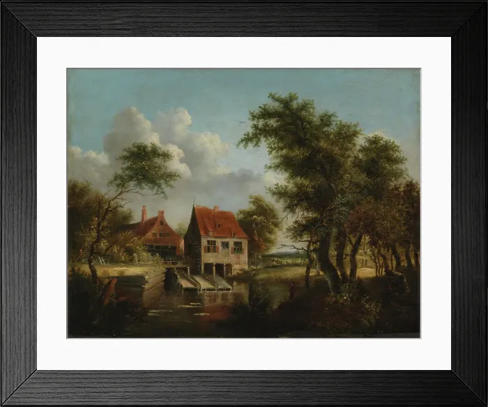 Framed Print : The water mill, c1700. Creator: Meindert Hobbema Framed Print : The water mill, c1700. Creator: Meindert Hobbema