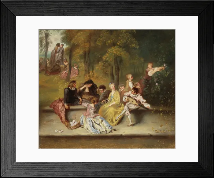Framed Print : Gentlemen and Ladies on the Terrace, after Antoine Watteau, detail, c1865-1867. Creator: Ida Silfverberg Framed Print : Gentlemen and Ladies on the Terrace, after Antoine Watteau, detail, c1865-1867. Creator: Ida Silfverberg