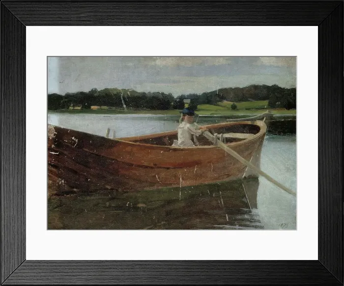 Framed Print : The Artist's Sister Berta in a Rowing Boat, study, 1879. Creator: Albert Edelfelt Framed Print : The Artist's Sister Berta in a Rowing Boat, study, 1879. Creator: Albert Edelfelt