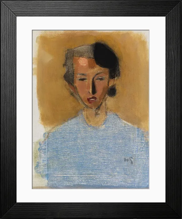 Framed Print : Portrait of a Girl in Blue and Brown (Inez), 1944. Creator: Helene Schjerfbeck Framed Print : Portrait of a Girl in Blue and Brown (Inez), 1944. Creator: Helene Schjerfbeck