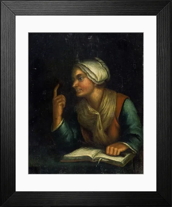Framed Print : An old woman with an open book, 1800-1899. Creator: Unknown Framed Print : An old woman with an open book, 1800-1899. Creator: Unknown