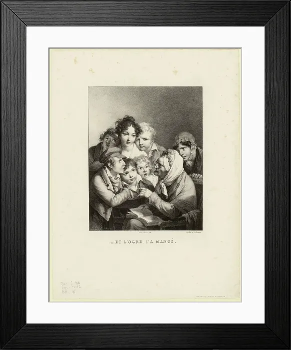 Framed Print : Et l'ogre l'a mangé! (And the Ogre Ate Him Up!), 1824. Creator: Boilly, Louis-Léopold (1761-1845) Framed Print : Et l'ogre l'a mangé! (And the Ogre Ate Him Up!), 1824. Creator: Boilly, Louis-Léopold (1761-1845)