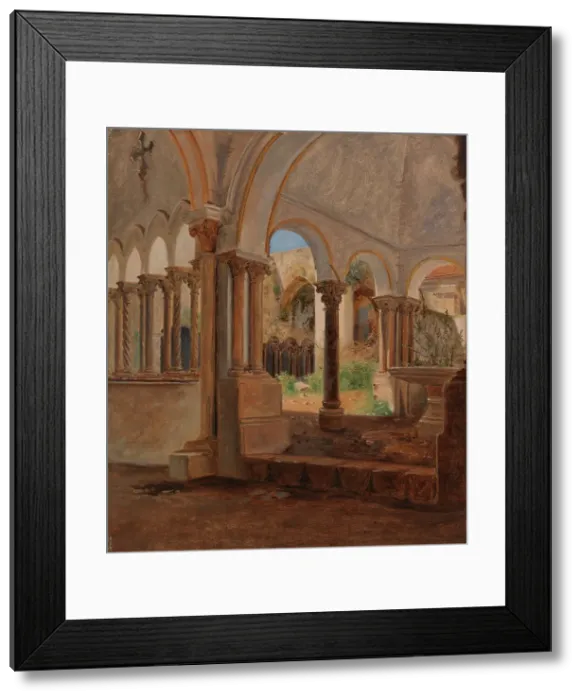 Framed Print : A deserted monastery courtyard, 1838. Creator: Constantin Hansen Framed Print : A deserted monastery courtyard, 1838. Creator: Constantin Hansen