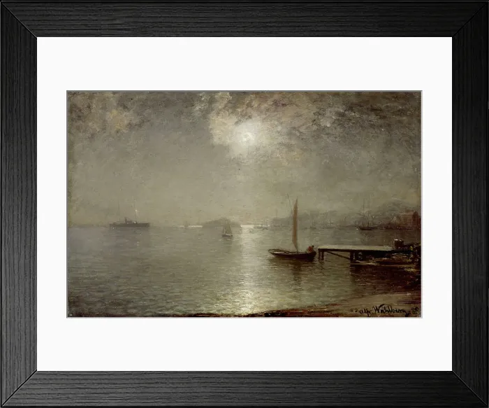 Framed Print : Maritime Landscape in Moonlight, 1888. Creator: Alfred Wahlberg Framed Print : Maritime Landscape in Moonlight, 1888. Creator: Alfred Wahlberg