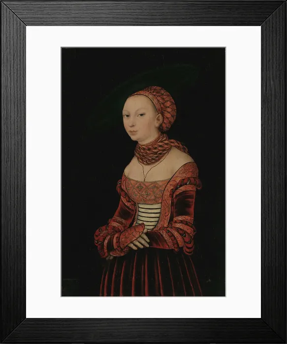 Framed Print : Portrait of a young woman, 1525. Creator: Lucas Cranach the Elder Framed Print : Portrait of a young woman, 1525. Creator: Lucas Cranach the Elder