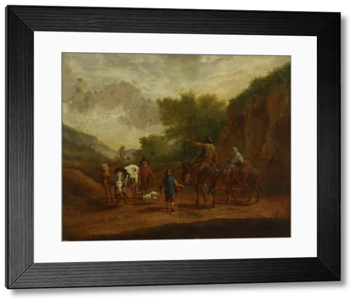 Framed Print : Peasants on the road, 1659-1679. Creator: Nicolaes Berchem Framed Print : Peasants on the road, 1659-1679. Creator: Nicolaes Berchem