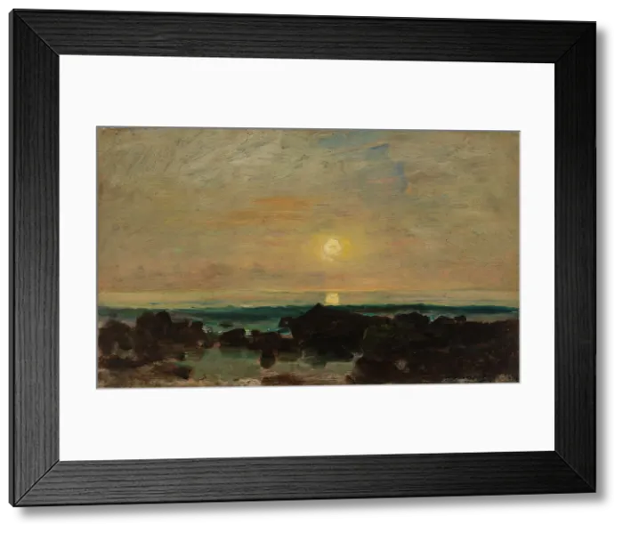 Framed Print : Moonlight by the Sea, 1840-1878. Creator: Charles Francois Daubigny Framed Print : Moonlight by the Sea, 1840-1878. Creator: Charles Francois Daubigny
