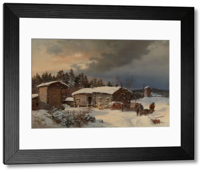 Framed Print : Winter Landscape with Farmhouse in Häme, 1866. Creator: Hjalmar Munsterhjelm Framed Print : Winter Landscape with Farmhouse in Häme, 1866. Creator: Hjalmar Munsterhjelm