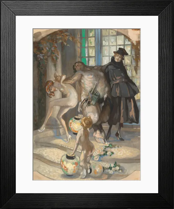 Framed Print : Sensual Dance (Pan), c 1920. Creator: Bayros, Franz von (1866-1924) Framed Print : Sensual Dance (Pan), c 1920. Creator: Bayros, Franz von (1866-1924)