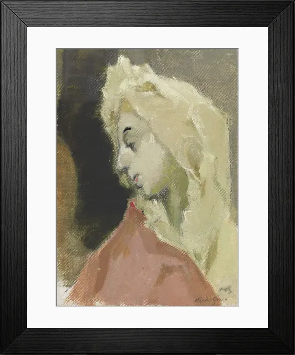Framed Print : Profile of Madonna, after El Greco (Profile of Mary Magdalen), 1943. Creator: Helene Schjerfbeck Framed Print : Profile of Madonna, after El Greco (Profile of Mary Magdalen), 1943. Creator: Helene Schjerfbeck