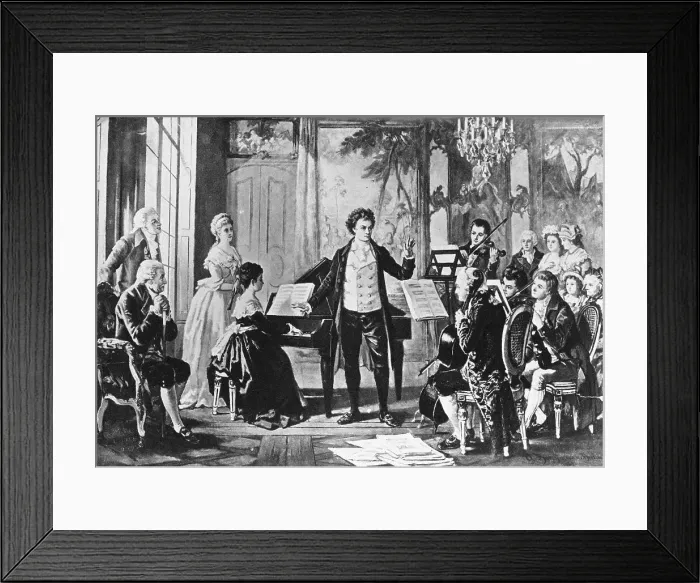 Framed Print : Beethoven and the Rasumovsky Quartet: Ludwig van Beethoven conducting a chamber music piece, c 1880. Creator: Borckmann, August (1827-1890) Framed Print : Beethoven and the Rasumovsky Quartet: Ludwig van Beethoven conducting a chamber music piece, c 1880. Creator: Borckmann, August (1827-1890)