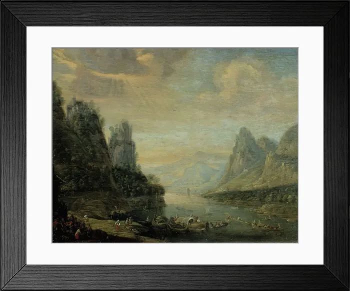 Framed Print : River landscape, c1670-1718. Creator: Jan Griffier Framed Print : River landscape, c1670-1718. Creator: Jan Griffier