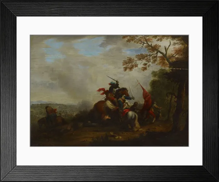 Framed Print : Scene from a cavalry battle, c1640-1660. Creator: Philip Wouverman Framed Print : Scene from a cavalry battle, c1640-1660. Creator: Philip Wouverman