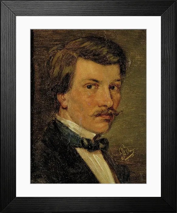 Framed Print : Self-Portrait, 1860-1869. Creator: Adolf von Becker Framed Print : Self-Portrait, 1860-1869. Creator: Adolf von Becker