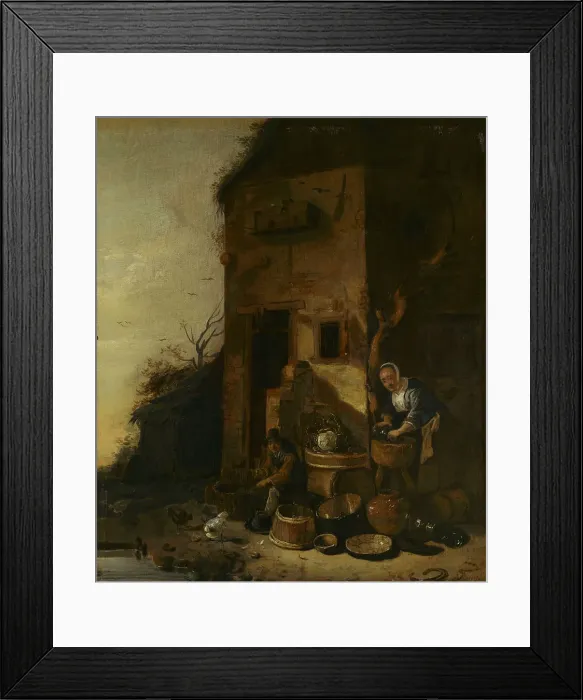 Framed Print : Household Chores, c1650s. Creator: Egbert van der Poel Framed Print : Household Chores, c1650s. Creator: Egbert van der Poel