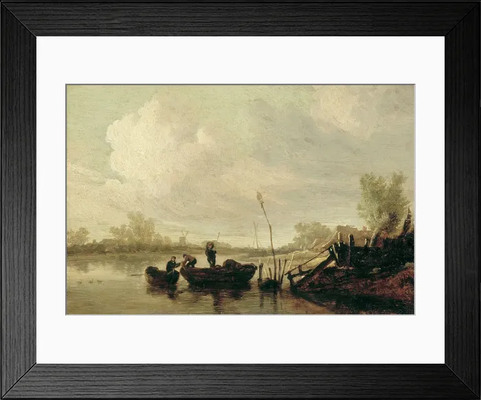Framed Print : River landscape, c1620-1639. Creator: Pieter de Neyn Framed Print : River landscape, c1620-1639. Creator: Pieter de Neyn