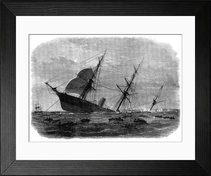 Framed Print : Wreck of the mail steam-ship Rangoon at Galle - the Rangoon sinking... 1871 Creator: Unknown Framed Print : Wreck of the mail steam-ship Rangoon at Galle - the Rangoon sinking... 1871 Creator: Unknown